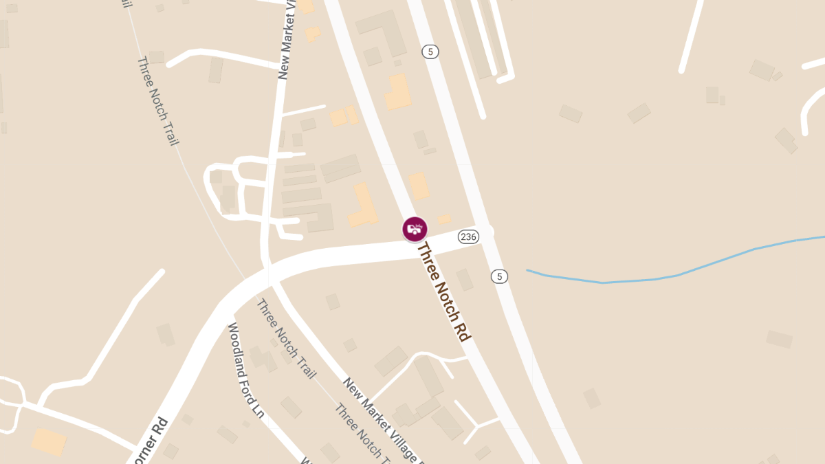 Two-Vehicle Crash with Injuries on Three Notch Rd Near Thompson Corner Rd