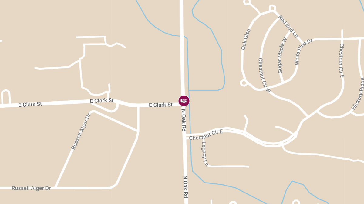 Vehicle Accident With Injuries at N Oak Rd & E Clark St