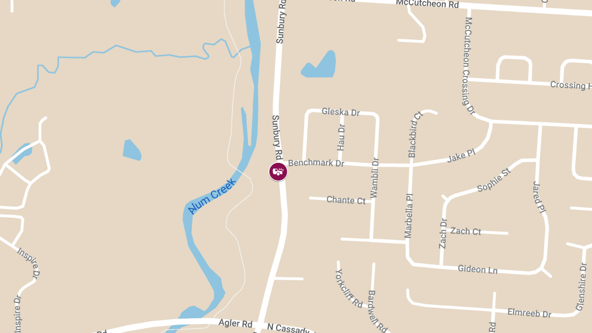 Vehicle Collision With Injuries at Benchmark Dr & Sunbury Rd