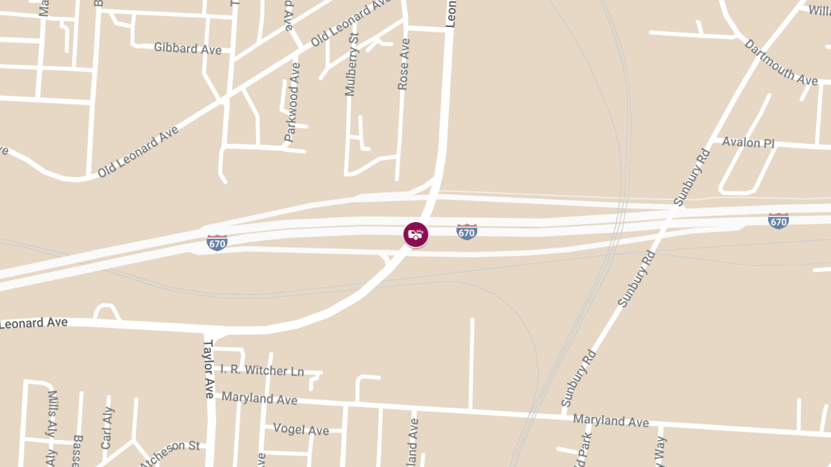 Vehicle Collision With Injuries at I-670 E & Leonard Ave