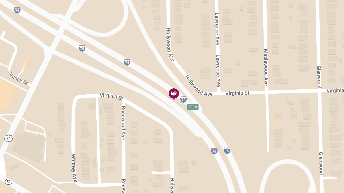 Vehicle Collision With Injuries at I-75 NB and Exit 203 in Old West End