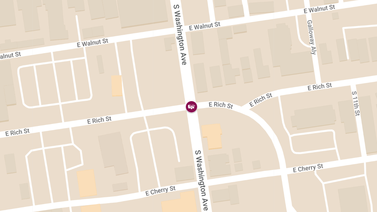 Vehicle Collision With Injuries at S Washington Ave & E Rich St