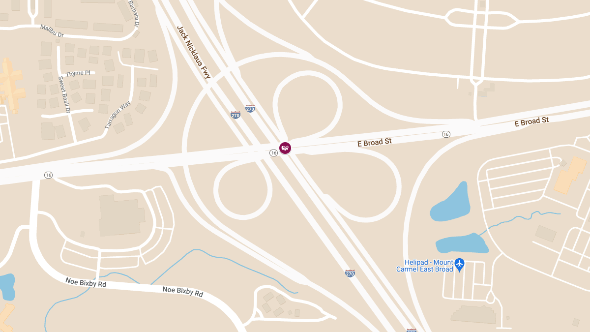 Vehicle Collision With Injuries on I-270 S at E Broad St