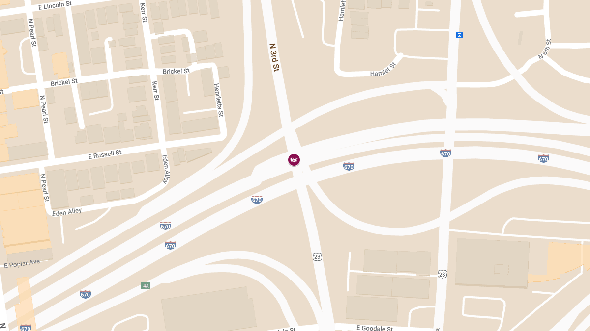 Vehicle Collision With Injuries on I-670 W at N 3rd St