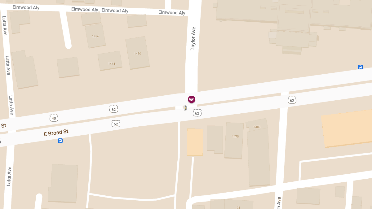 Vehicle Collision with Injuries at E Broad St & Taylor Ave