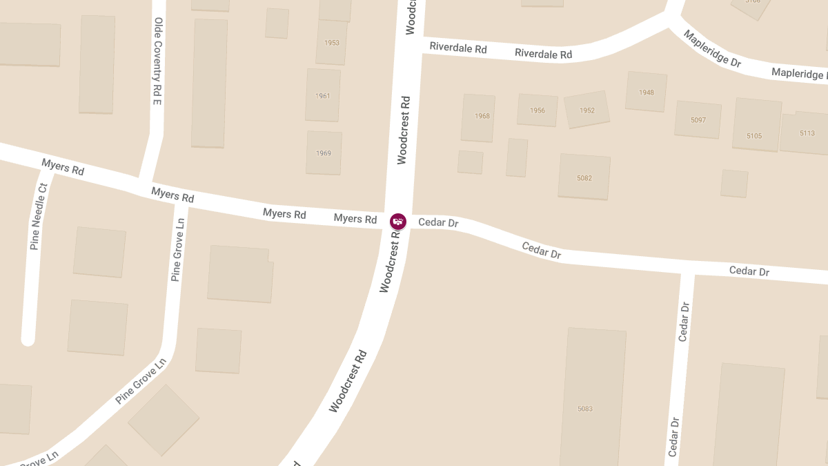 Vehicle Collision with Injuries at Myers Rd & Woodcrest Rd