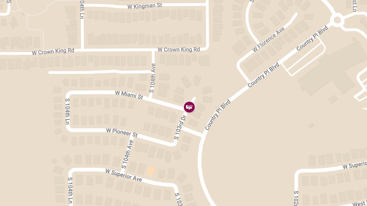 Vehicle Collision with Injuries at S 103rd Dr & W Pioneer St