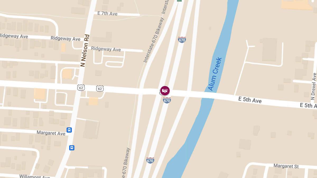 Vehicle Collision with Injuries on I-670 E & E 5th Ave