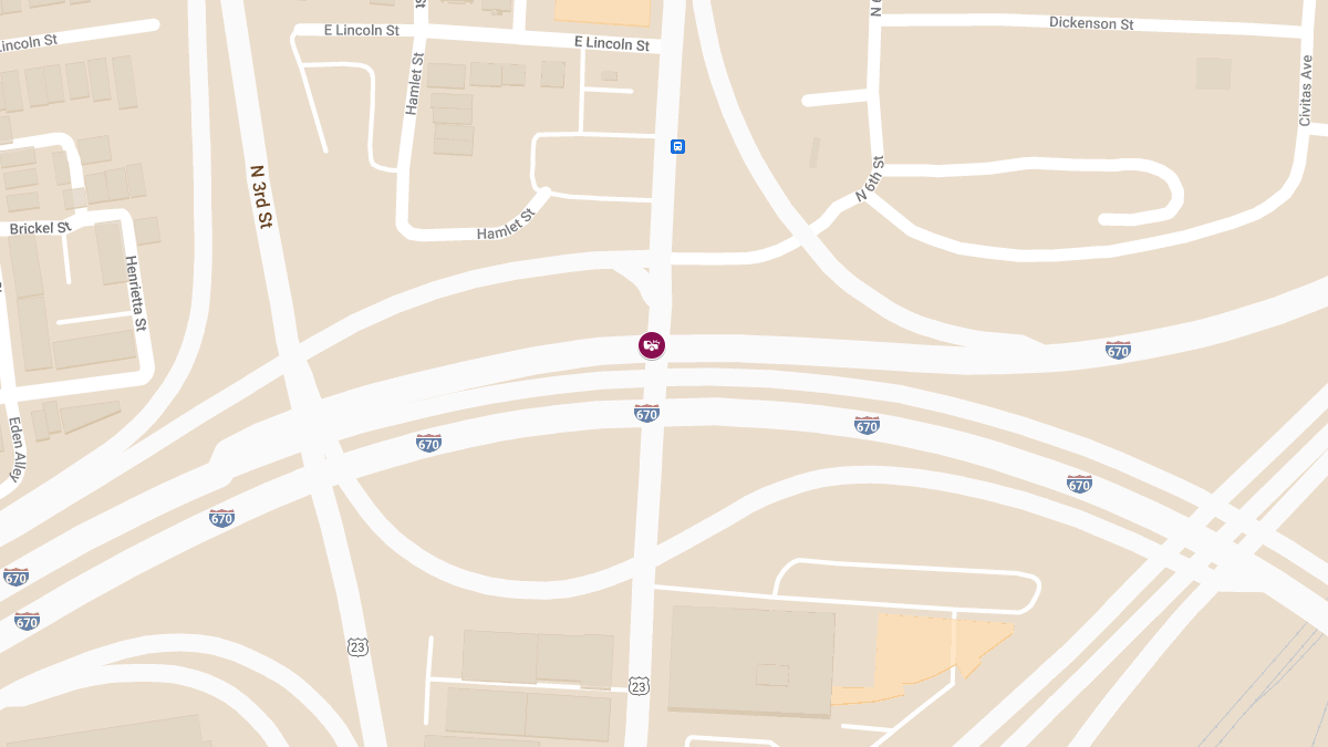 Vehicle Collision with Injuries on I-670 W at N 4th St