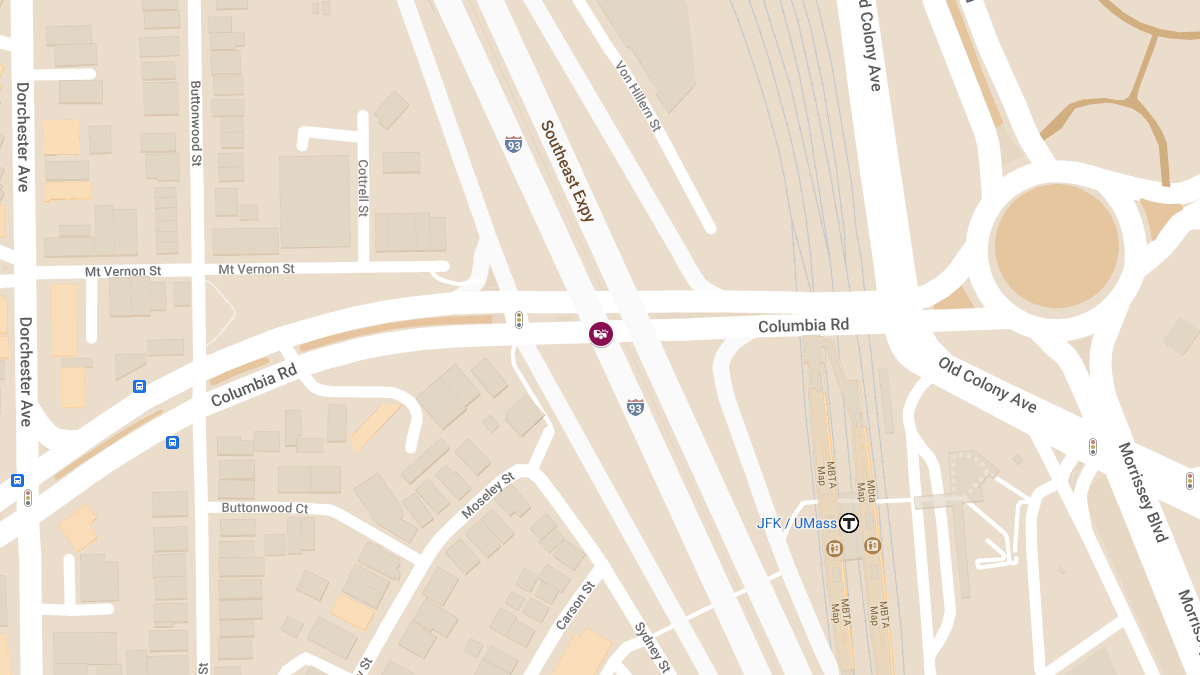 Vehicle Collision with Injuries on I-93 S at Columbia Rd