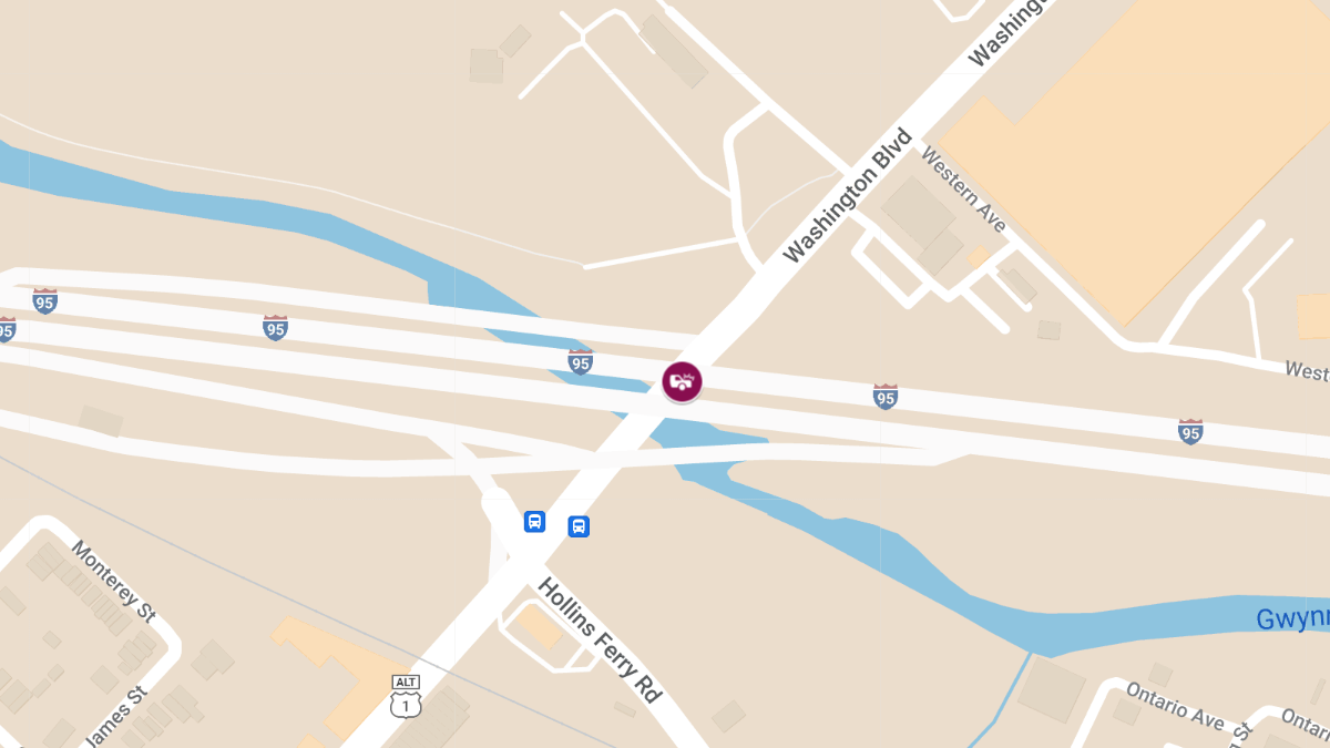 Vehicle Collision with Injuries on I-95 S at Washington Blvd