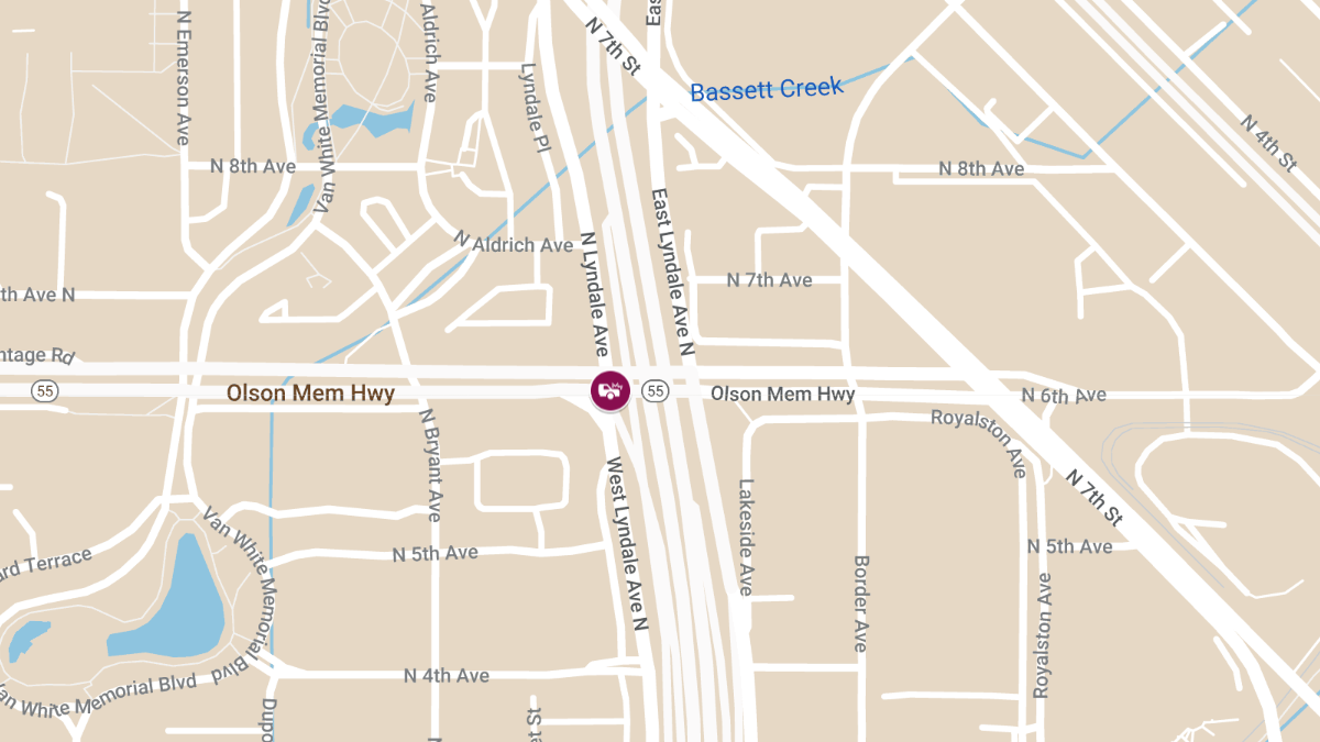 Vehicle Collision with Injuries on Lyndale Ave N at Olson Memorial Hwy