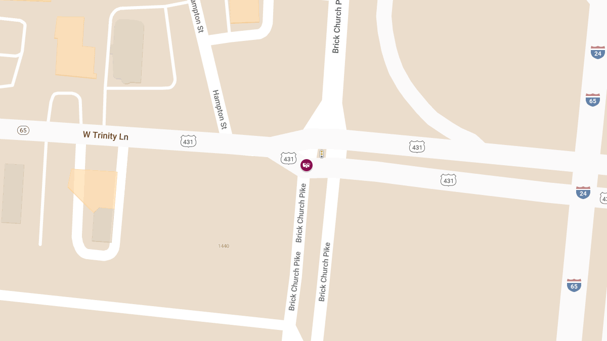 Vehicle Crash at Brick Church Pike & W Trinity Ln in Trinity Hills Causes Injuries