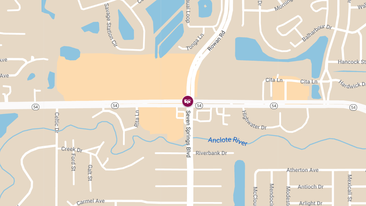 Vehicle Crash with Injuries on SR-54 at Seven Springs Blvd