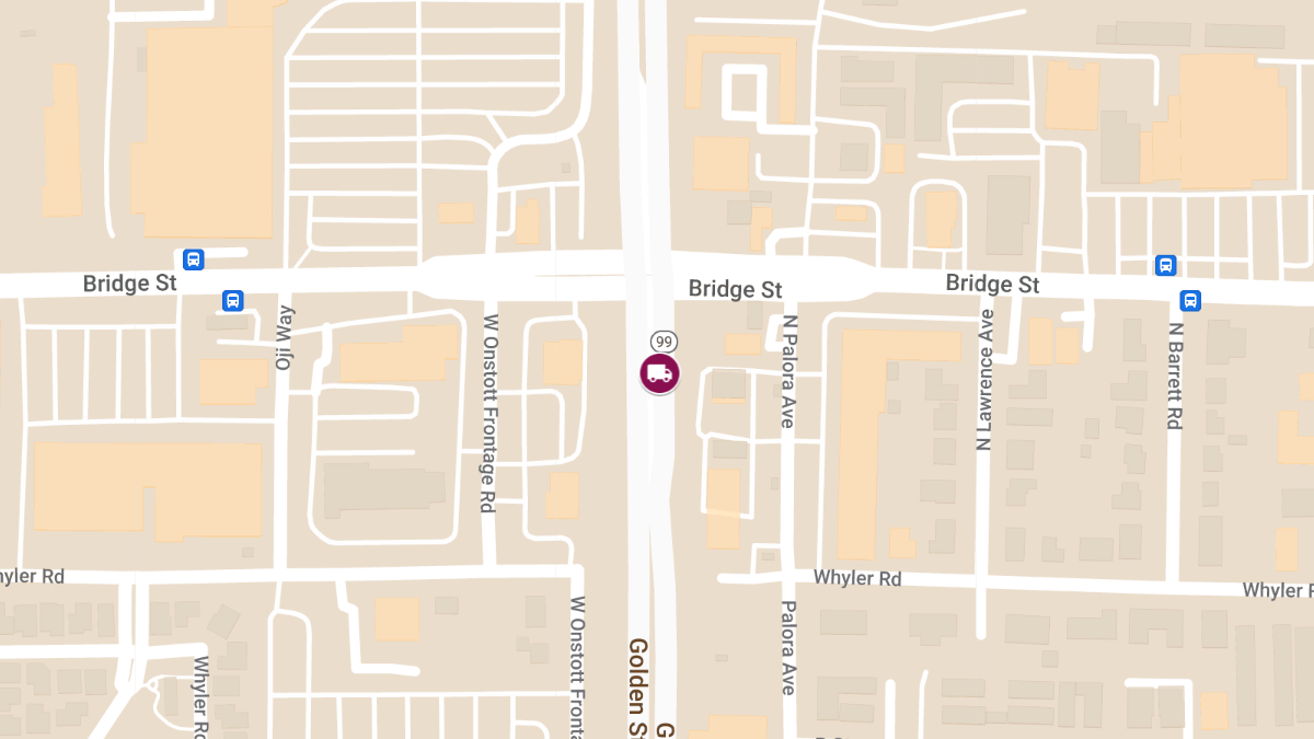 1 Injured in Big Rig & Sedan Crash on Highway 99