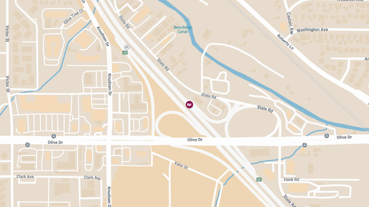 1 Injured in Crash on Hwy 99 Near Olive Dr