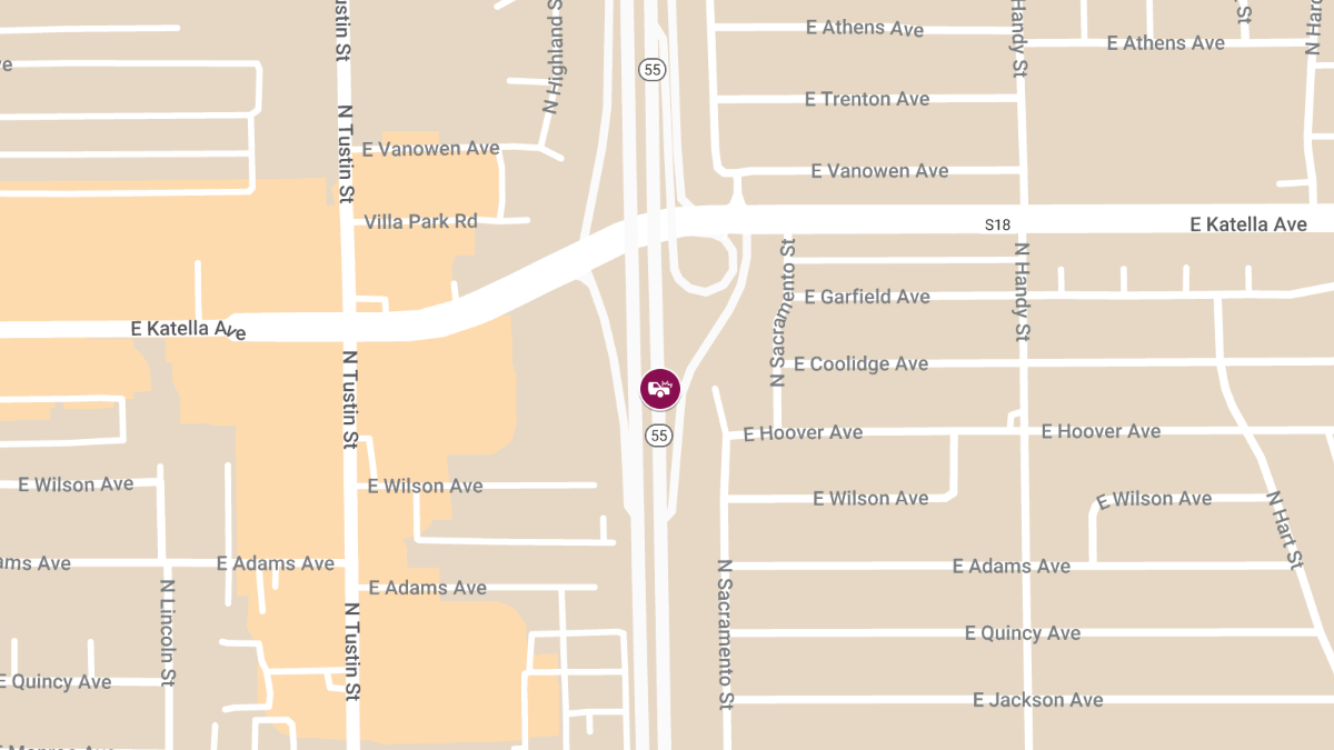 1 Injured in Motorcycle Crash on Highway 55 Near Katella Ave