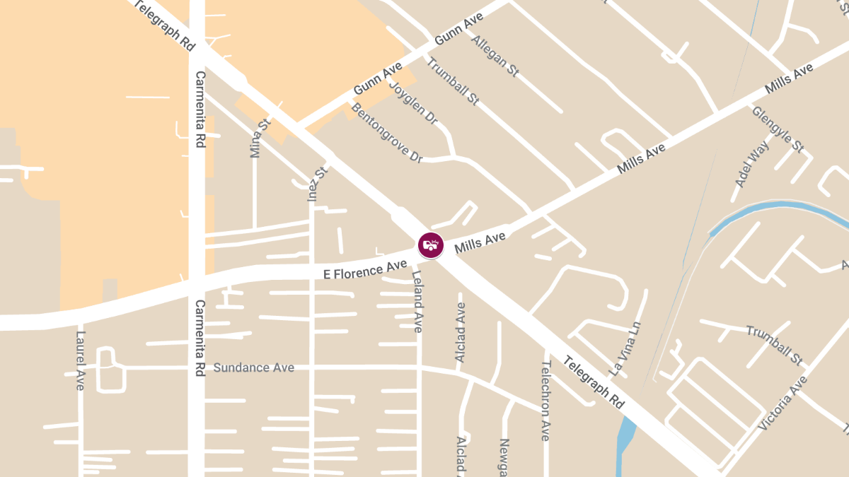 2 Injured in Two-Vehicle Crash at Telegraph Rd & Florence Ave