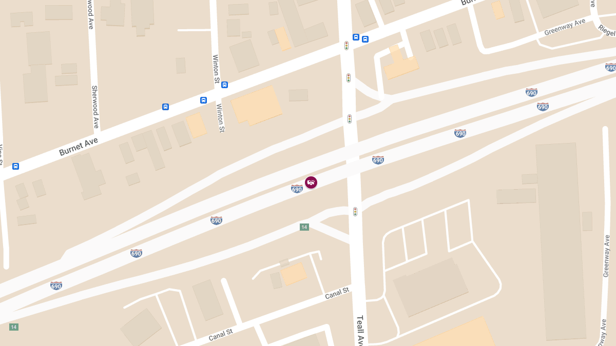 Accident With Injuries Blocks Left Lane on I-690 EB Near Exit 14