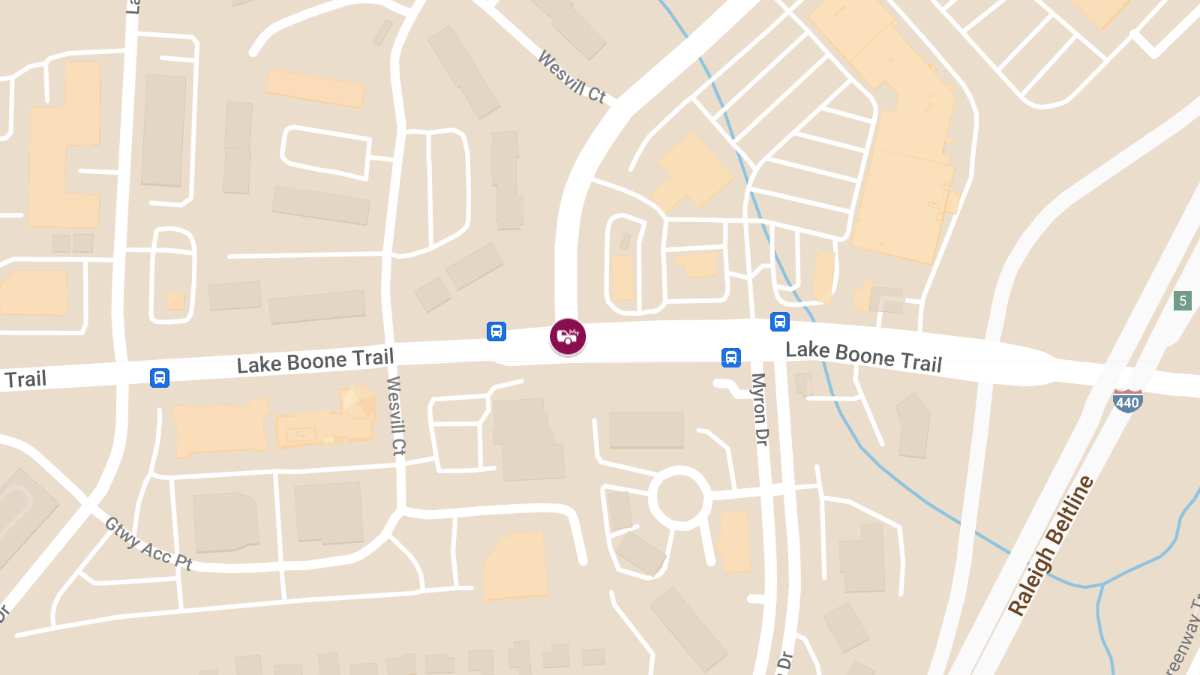 Accident With Injuries at Lake Boone Trl & Wycliff Rd