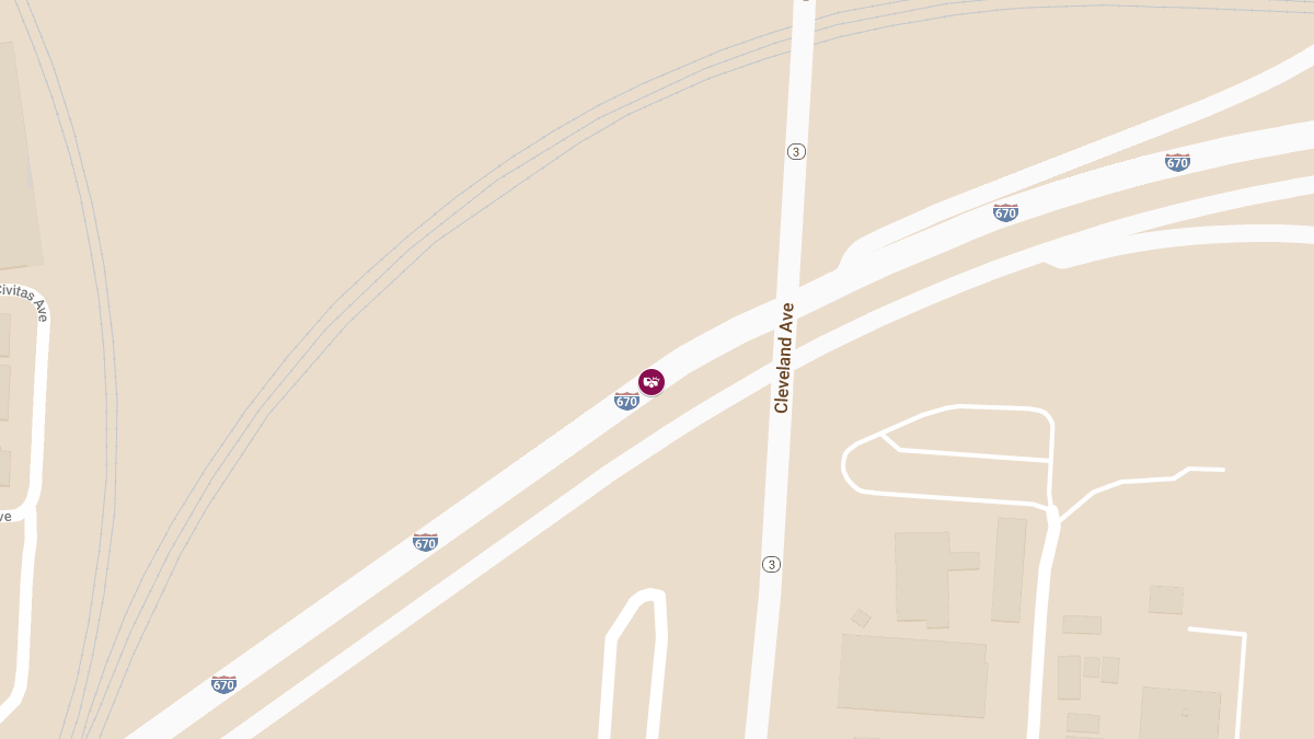 Accident with Injuries Blocks NB Cleveland Ave at I-670