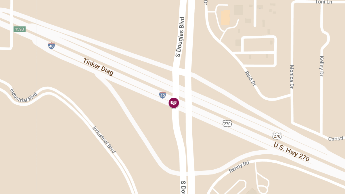 Accident with Injuries at Douglas Blvd North & I-40/Tinker Diagonal