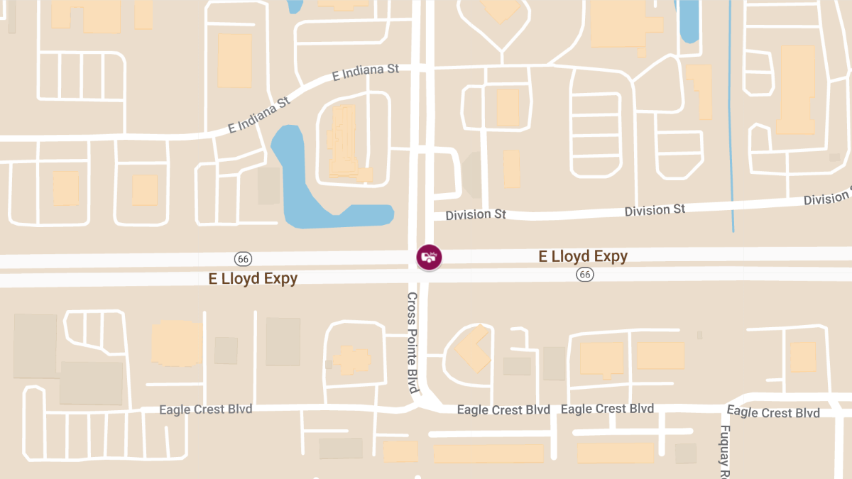 Accident with Injuries on EB Lloyd Expy at Cross Pointe Blvd