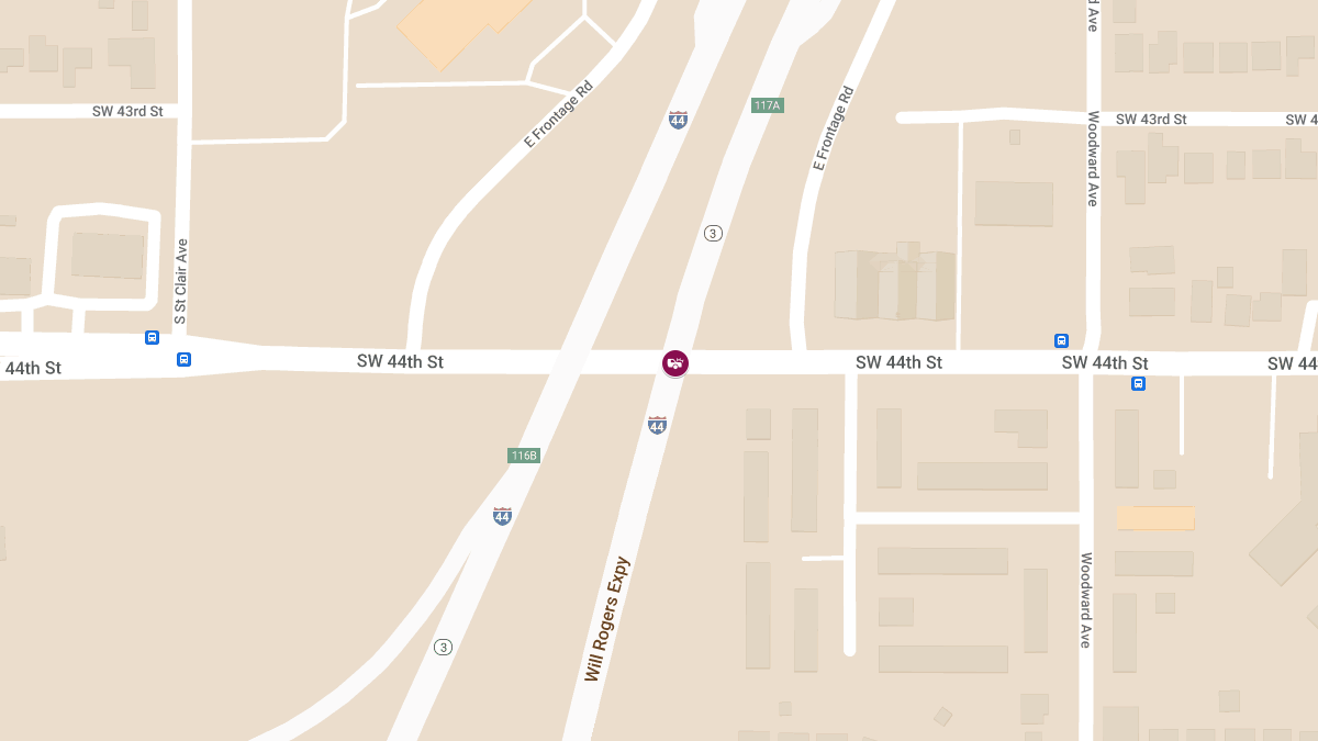 Accident with Injuries on I-44 East at 44th St, Exit 117