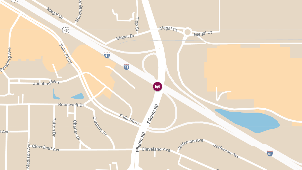 Accident with Pelvic Injury at Pilgrim Rd & US-51/45 Off-Ramp
