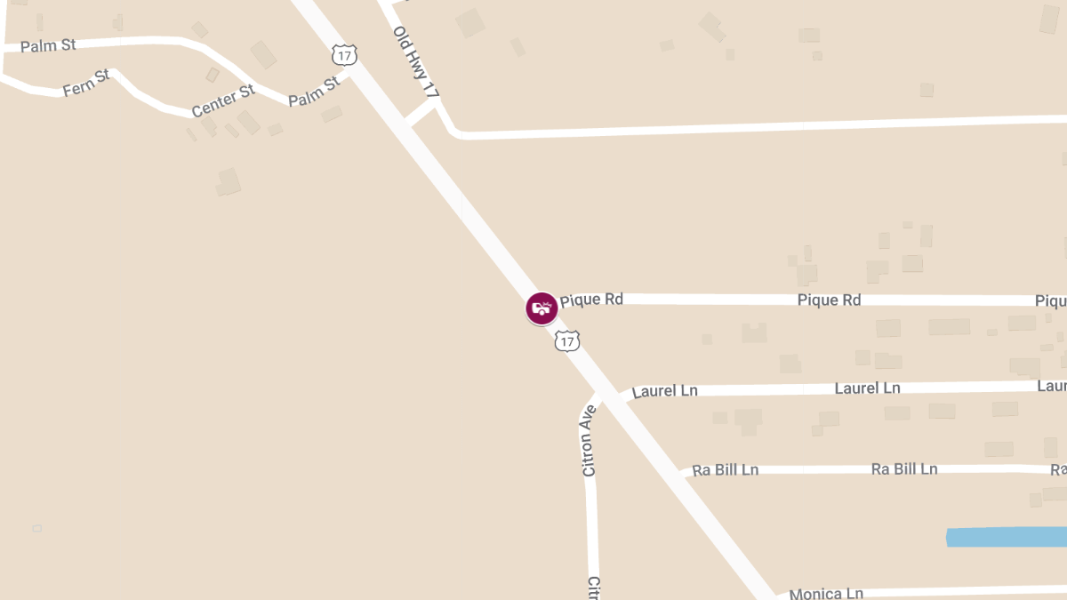 Auto Crash Blocks US-17 at Pique Rd