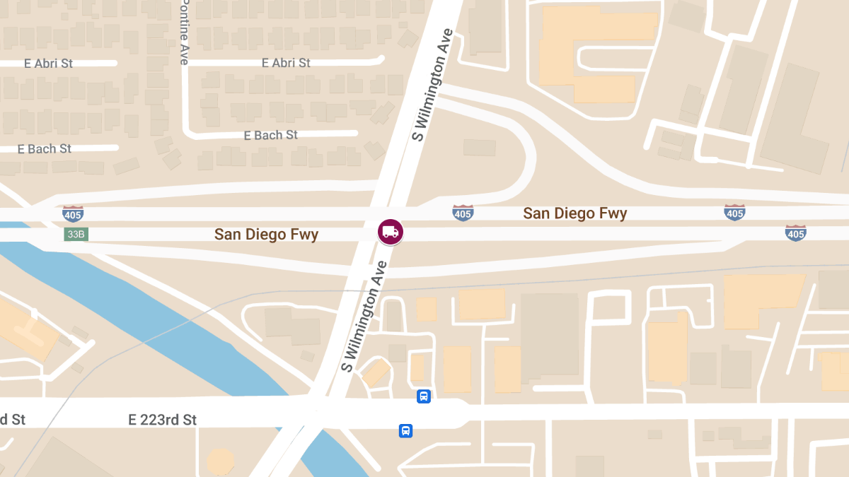 Big Rig and Chevy Malibu Collide on I-405 at Wilmington Ave, One Injured