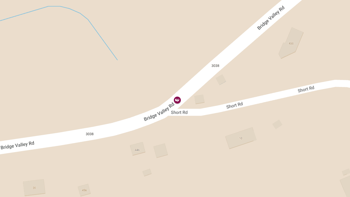 Car Collision with Injuries at Bridge Valley Rd & Short Rd