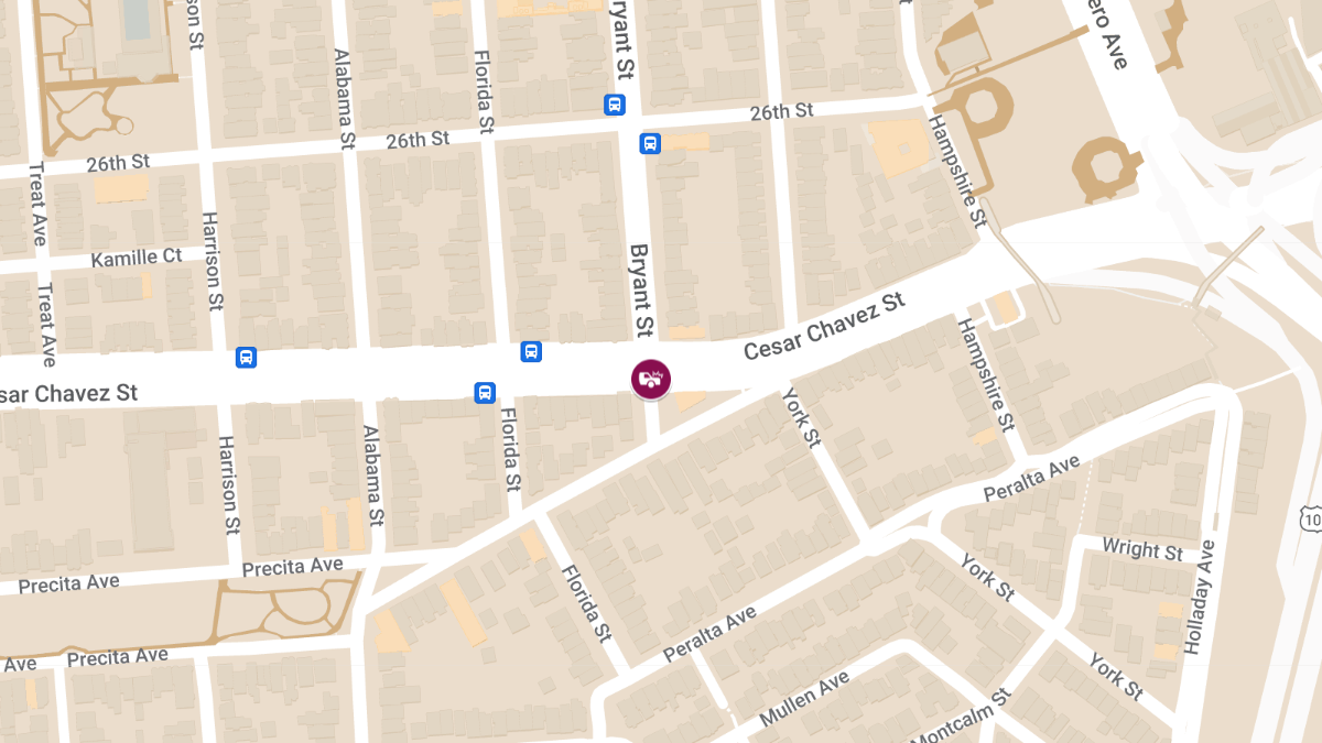 Car Crash With Injuries at Cesar Chavez St & Bryant St