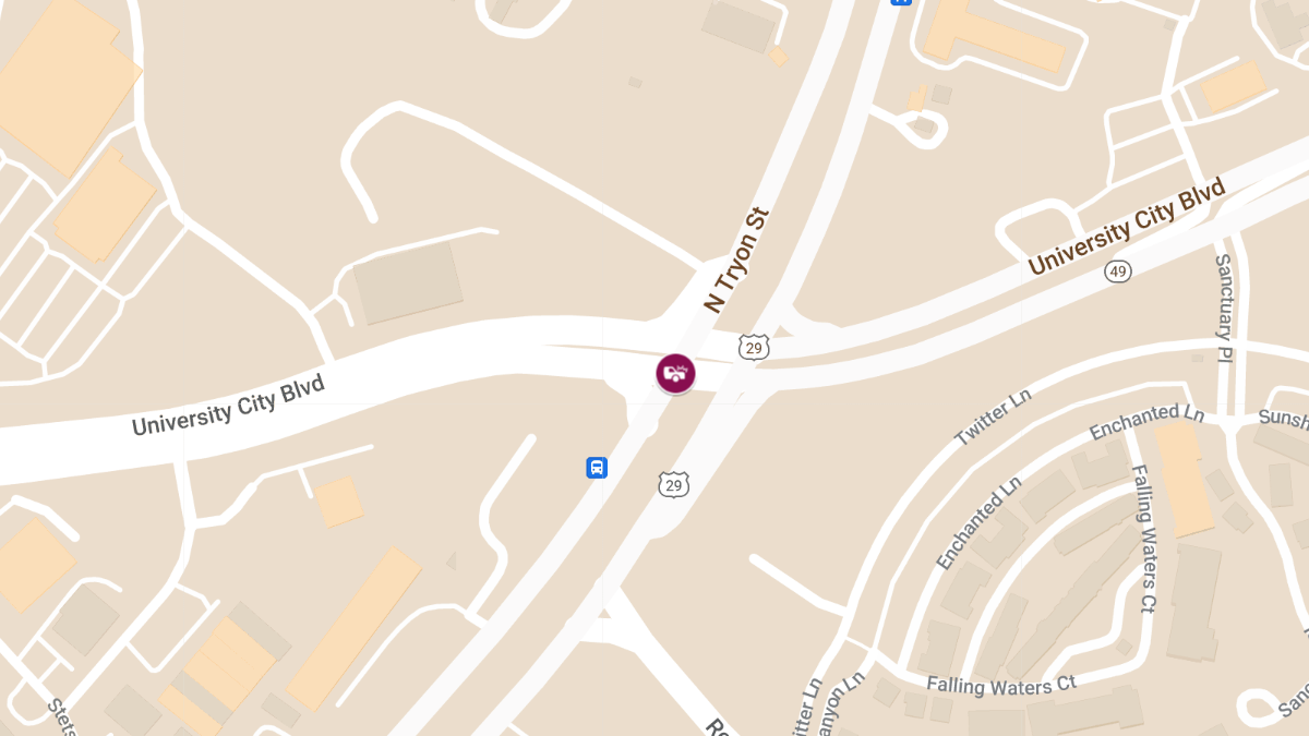 Car Crash With Injuries at N Tryon St & University City Blvd