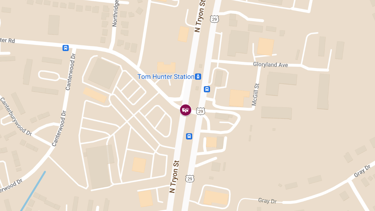 Car Crash With Injuries at Tom Hunter Rd & N Tryon St