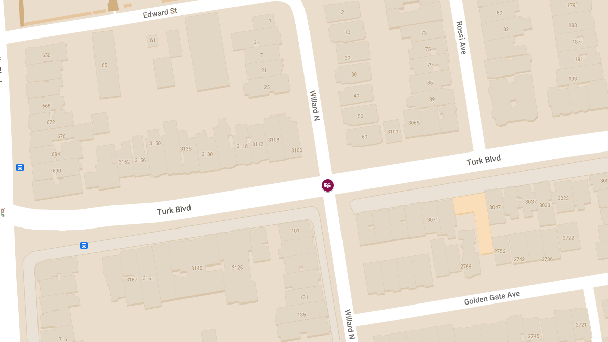 Car Crash With Injuries at Turk St & N Willard St