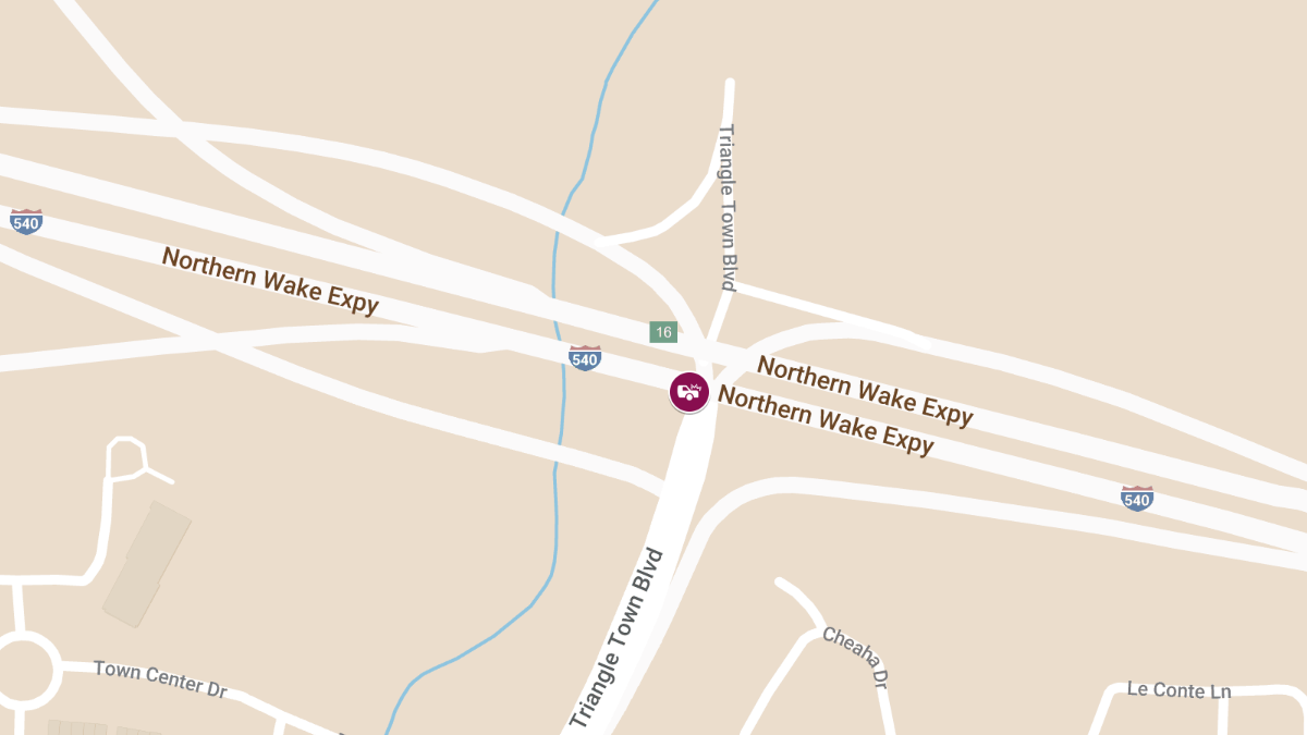 Car Crash With Injuries on I-540 WB at Triangle Town Blvd