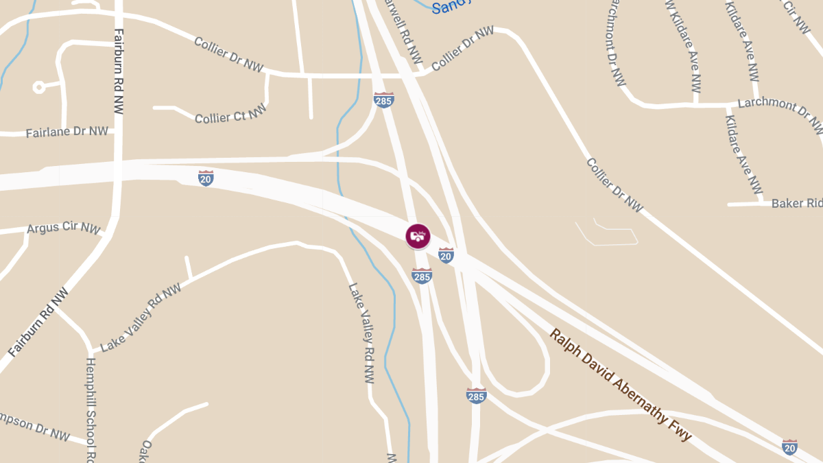 Car Crash on I-20 W at I-285 N Results in Injuries