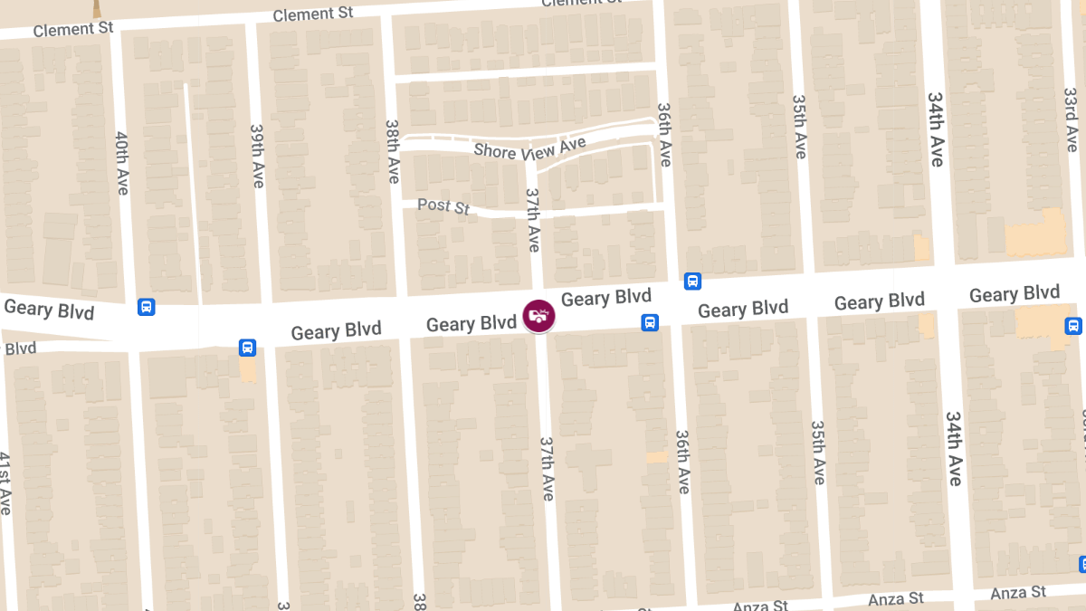 Car Crash with Injuries at 7325 Geary Blvd