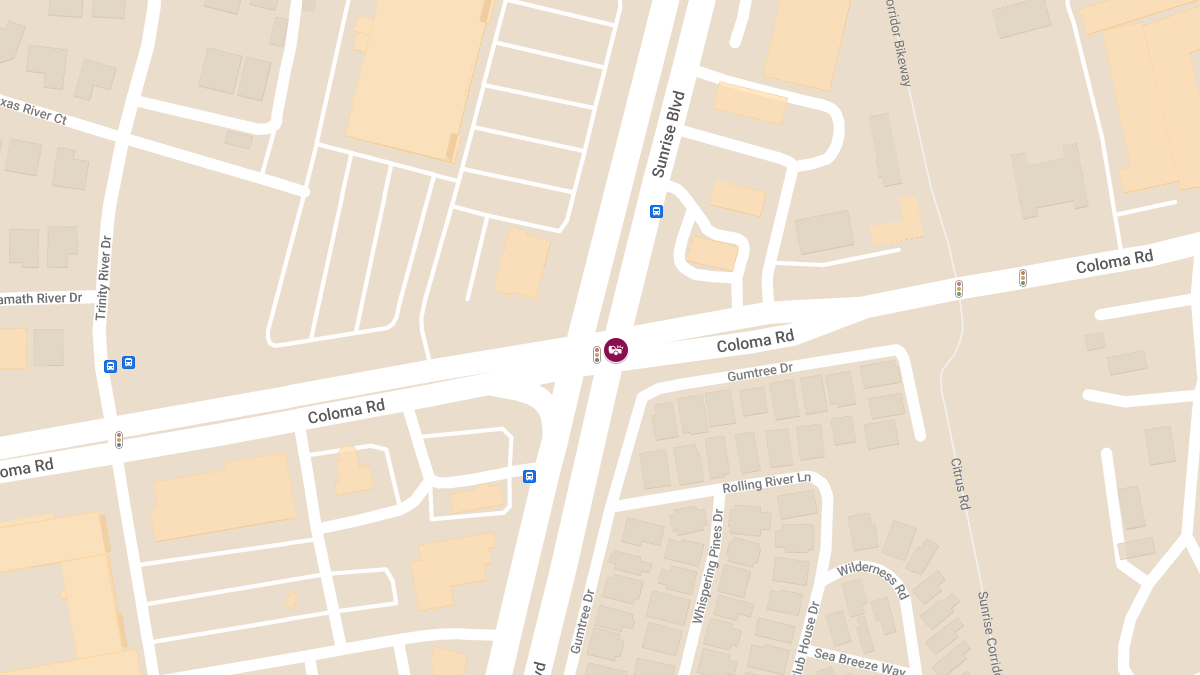 Car Crash with Injuries at Coloma Rd & Sunrise Blvd
