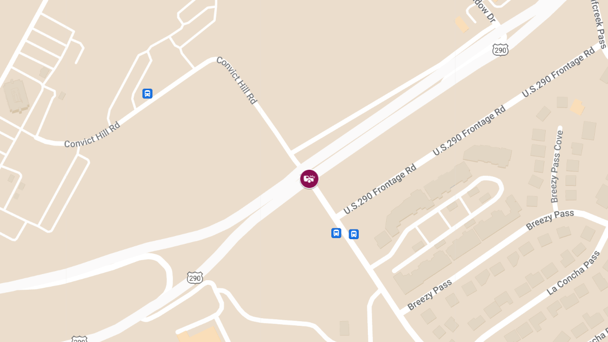 Car Crash with Injuries at Convict Hill Rd & W US 290 Hwy