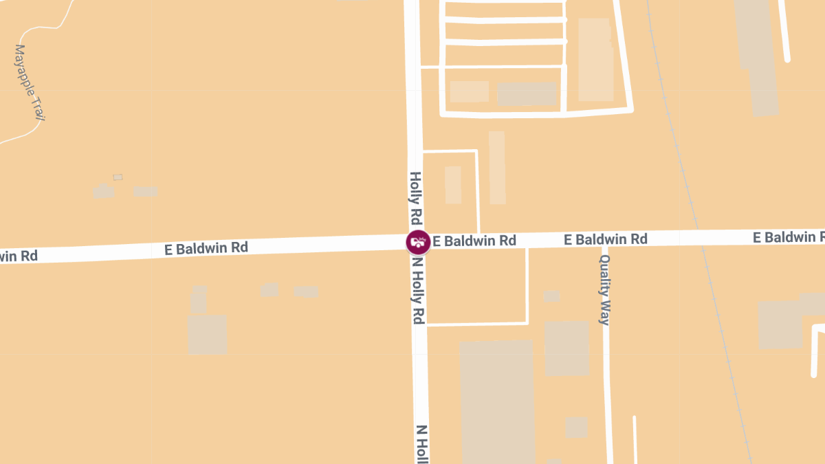 Car Crash with Injuries at E Baldwin Rd & Holly Rd