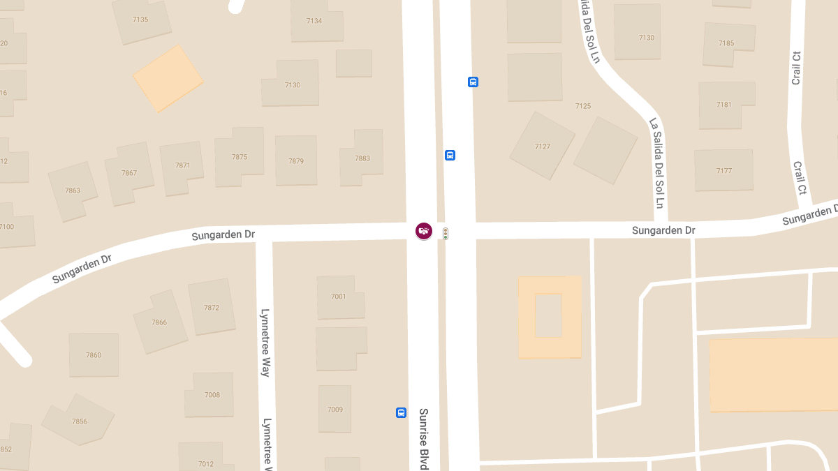 Car Crash with Injuries at Sunrise Blvd & Sungarden Dr