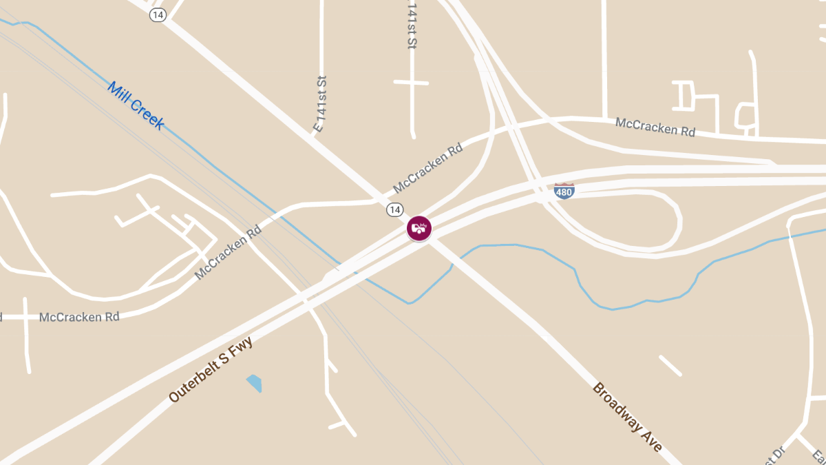 Car Crash with Injuries on I-490 E at Broadway Ave