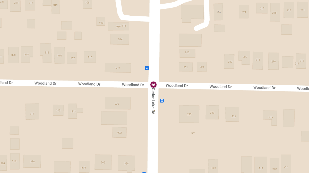 Collision with Injuries at Cedar Lake Rd & Woodland Dr