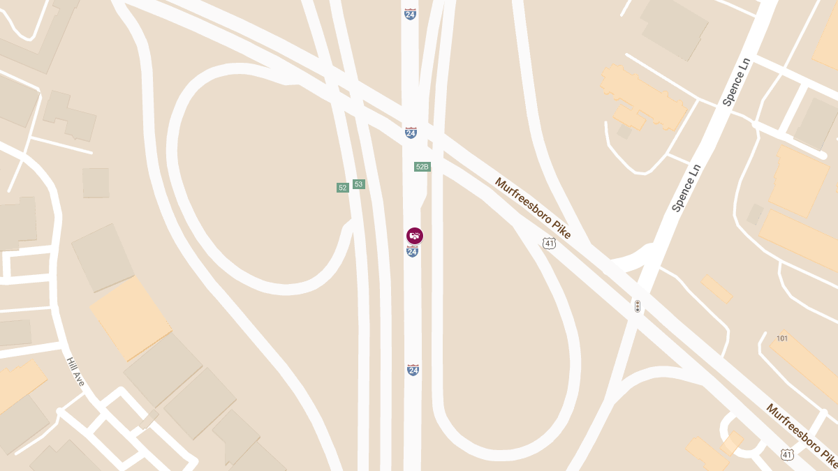 Collision with Injuries at Exit 52 I-24 E Near Murfreesboro Pike