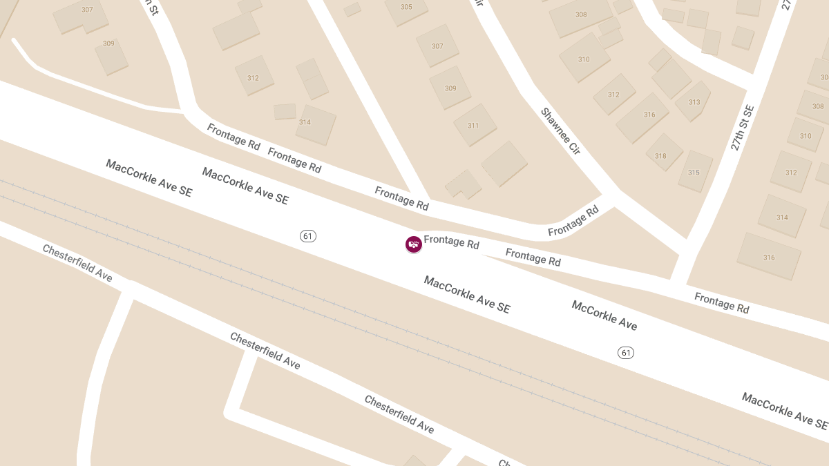 Collision with Injuries at Frontage Rd & MacCorkle Ave SE