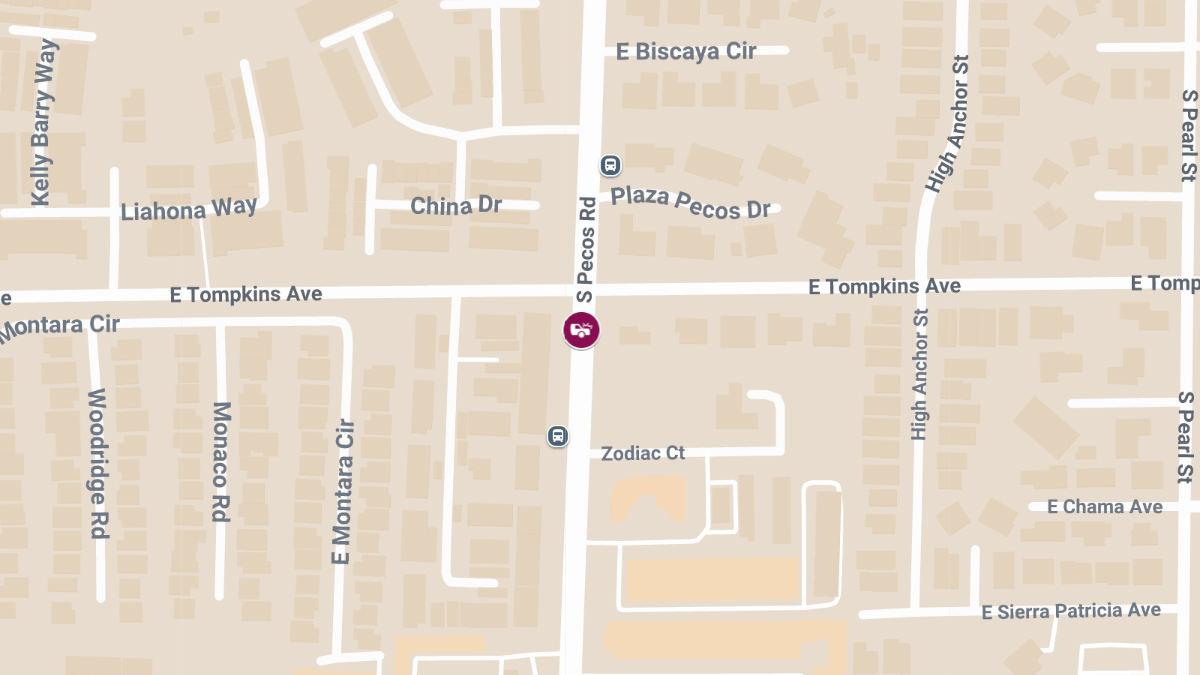 Collision with Injuries at S Pecos Rd & E Tompkins Ave