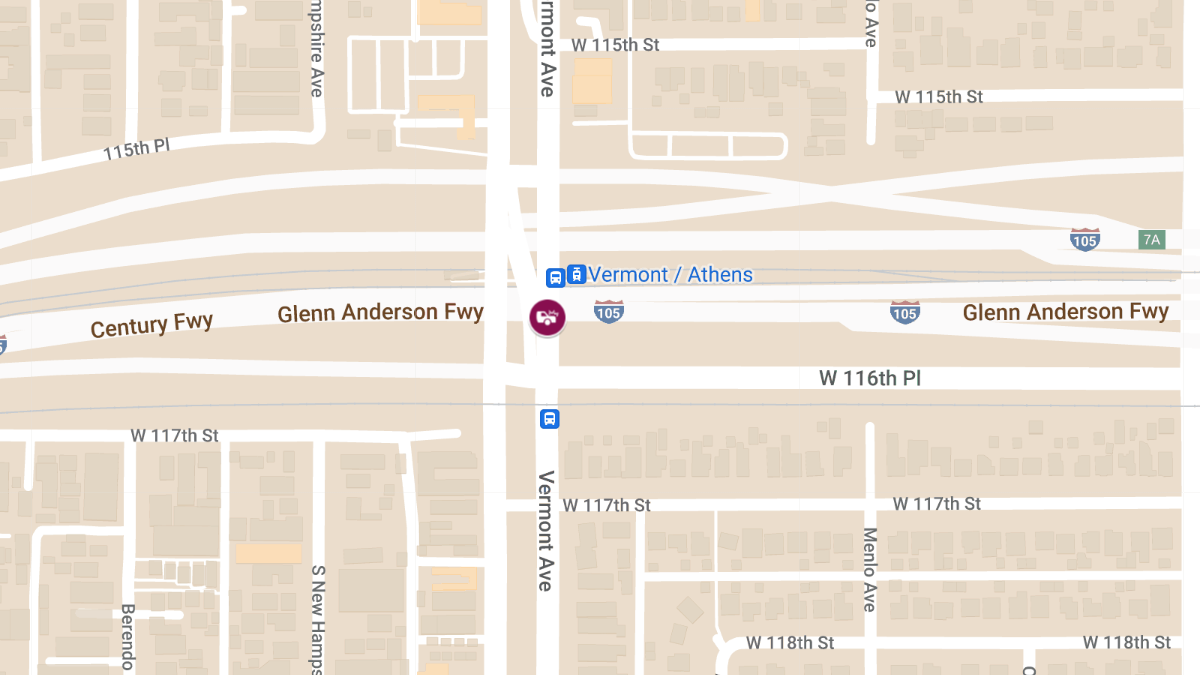 Collision with Injuries on I-105 E at S Vermont Ave