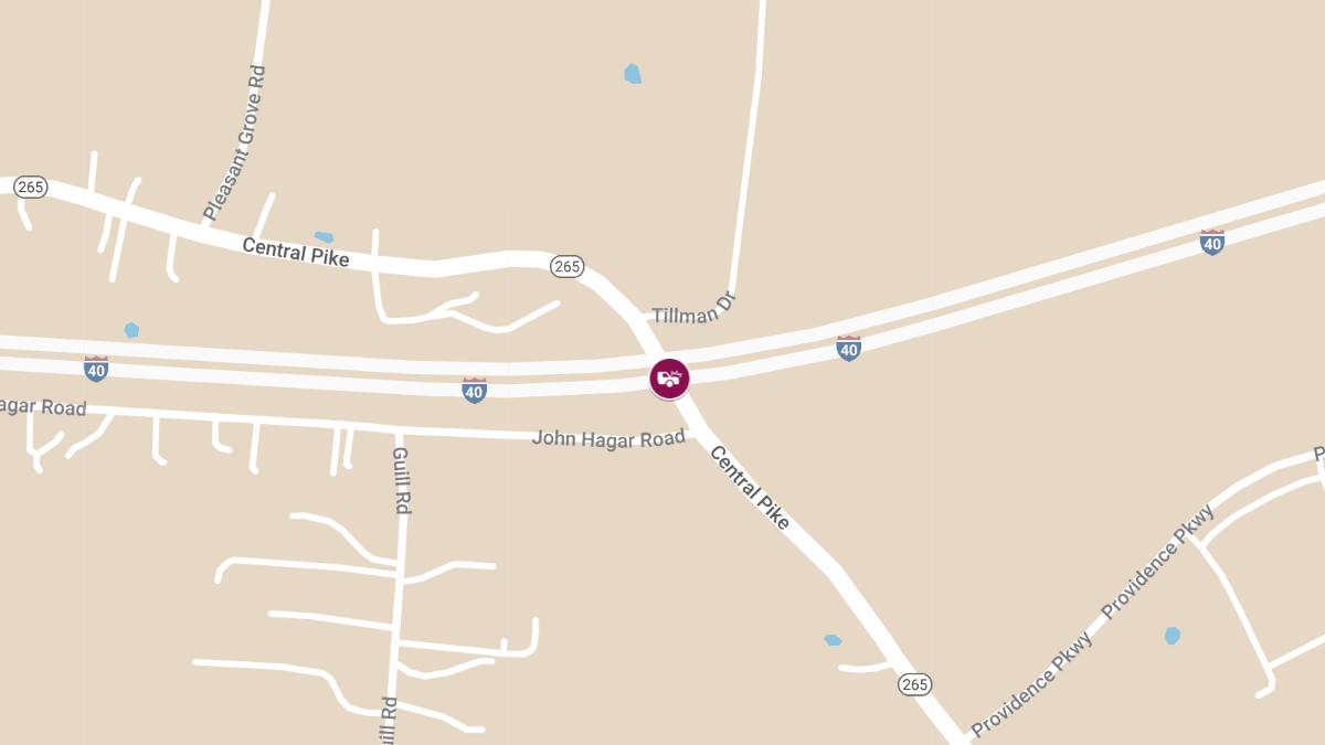 Collision with Injuries on I-40 E Exit Ramp at Central Pike